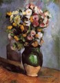 Blumen in einem Olivenglas Paul Cezanne
